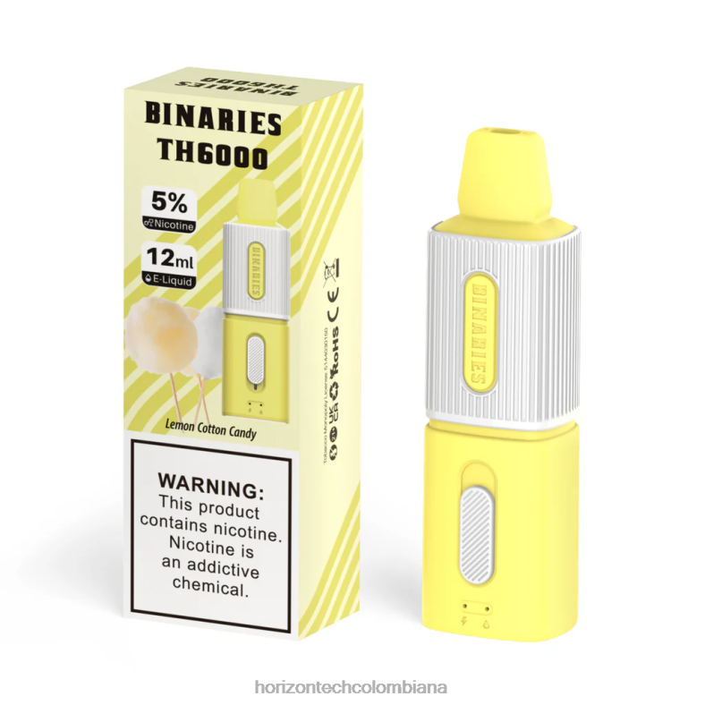 HorizonTech Binaries Cabin th6000 desechable 12ml algodon de azucar de limon 8L6PJ100 Horizontech Disposable Vape