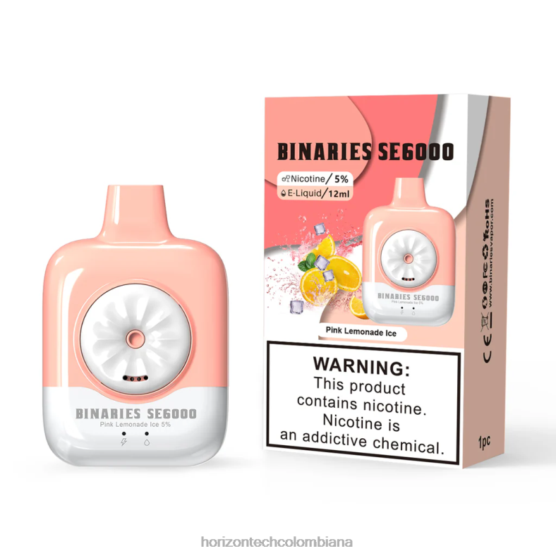 HorizonTech Binaries Cabin desechable se 12ml hielo de limonada rosa 8L6PJ130 Horizontech Disposable Vape